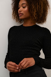Ella Knit Pullover in Deep Black