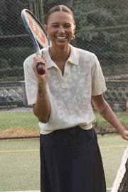 Abela Knit Polo Shirt in Turtledove