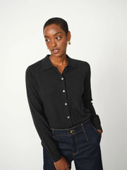 Relena Collared Cardigan in Black