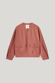 Soft Blouson Jacket With Flap Pockets in Sepia Blush