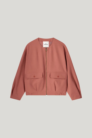 Soft Blouson Jacket With Flap Pockets in Sepia Blush