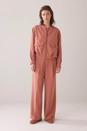 Soft Blouson Jacket With Flap Pockets in Sepia Blush