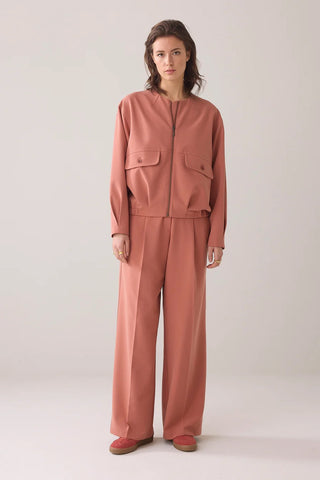 Soft Blouson Jacket With Flap Pockets in Sepia Blush