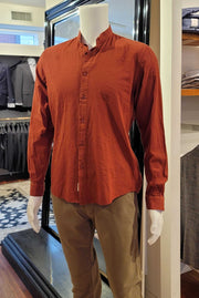 Alonso Mandarin-Collared Shirt in Rust