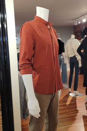 Alonso Mandarin-Collared Shirt in Rust