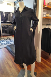 Linen Shirt Dress in Black