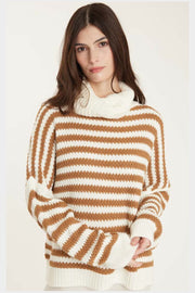 Long-Sleeved Striped Turtleneck in 2 Strjped Patterns