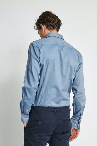 Gronkowski Long-Sleeved Sport Shirt in Denim Blue