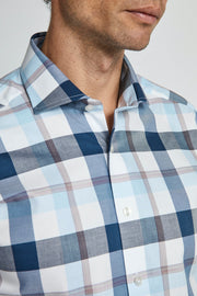 Newton Long-Sleeved Sport Shirt in Blue Plaid