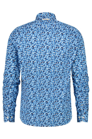 Long-Sleeved Shell Print Shirt in Jean Blue