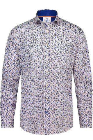Long-Sleeved Sport Shirt With Watercolour Dots in Sand