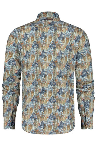 Long-Sleeved Sport Shirt in Light Blue Wild Life Print