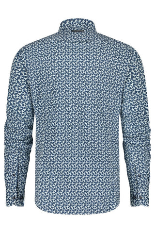 Long-Sleeved Sport Shirt in Night-Sky Blue Artistic Minimal Print