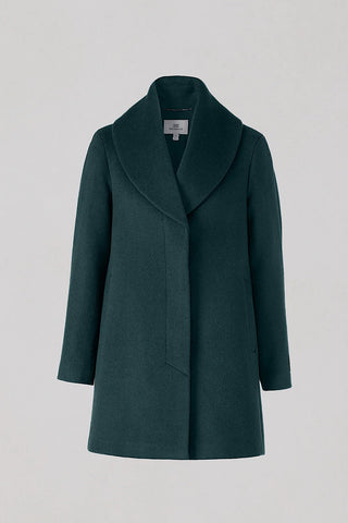Elsa Wool Shawl Collar Coat in Midnight Forest