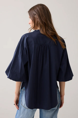 Cotton Stretch Blouse in Midnight Blue
