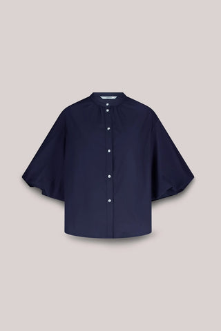 Cotton Stretch Blouse in Midnight Blue