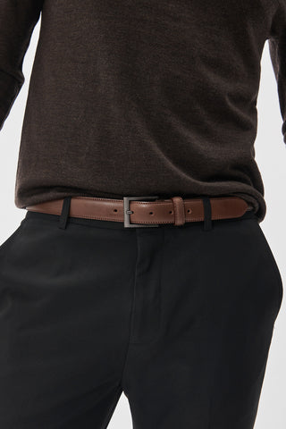 Frank Formal Stitch Leather Belt in Espresso