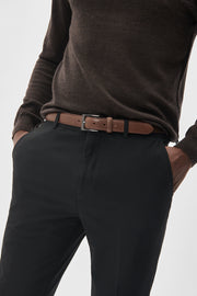 Frank Formal Stitch Leather Belt in Espresso