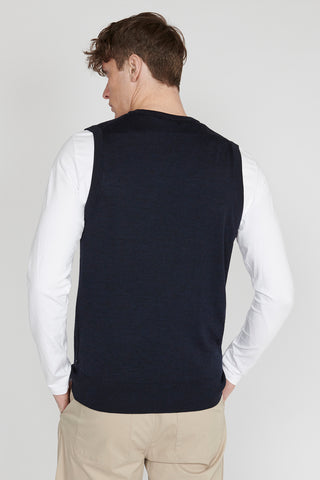 Theodore Knit Sweater Vest in Dark Navy