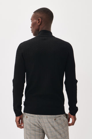 Mason Merino-Wool, Quarter-Zip Cable Sweater in 2 Colours