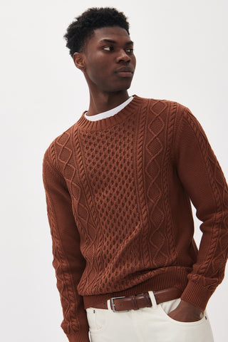 Triton Crew-Neck Cable-Knit Sweater in 2 Colours