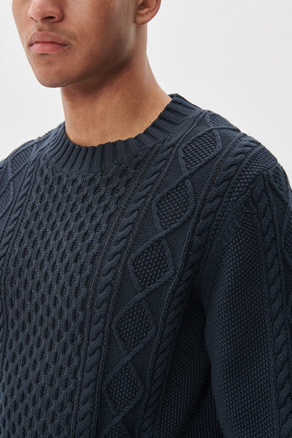 Triton Crew-Neck Cable-Knit Sweater in 2 Colours