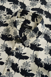 Trostol Short-Sleeved, Concealed Button-Down Sport Shirt in Salute Leaf Print
