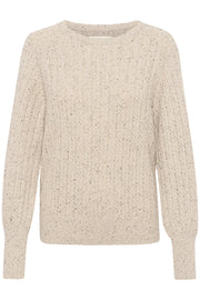 Thilda  Crew-Neck Ribbed Sweater in Natural