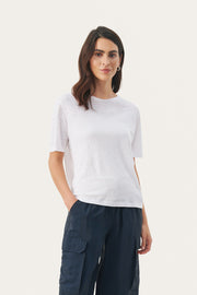 Emme Short-Sleeved Linen T-Shirt in Bright White