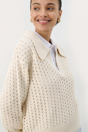 Naiya Knitted Sweater in Whitecap Grey