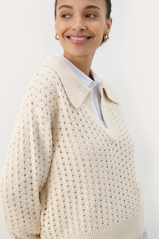 Naiya Knitted Sweater in Whitecap Grey