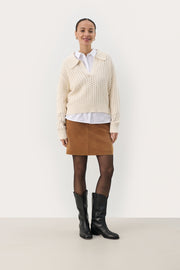 Naiya Knitted Sweater in Whitecap Grey