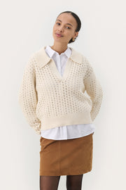 Naiya Knitted Sweater in Whitecap Grey