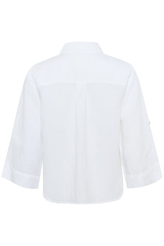 Rayani  Linen-Blend Long-Sleeved Shirt in Bright White