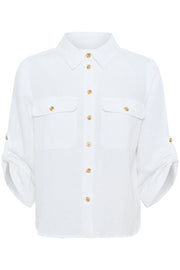 Rayani  Linen-Blend Long-Sleeved Shirt in Bright White