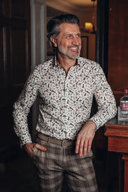 Long Sleeve Casual Shirt in Chocolate Brown Chess Print