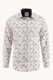 Long Sleeve Casual Shirt in Chocolate Brown Chess Print