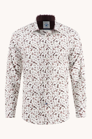 Long Sleeve Casual Shirt in Chocolate Brown Chess Print