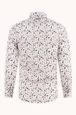 Long Sleeve Casual Shirt in Chocolate Brown Chess Print