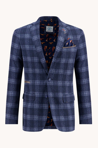 Travel Windowpane Sport Coat in Classic Blue