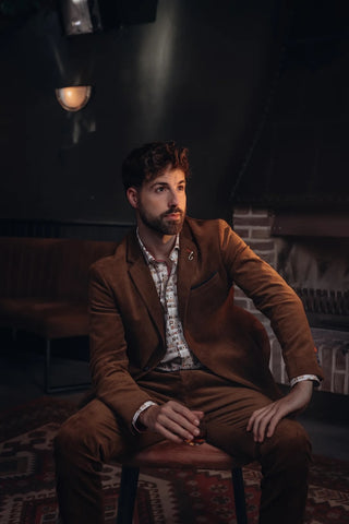Ribbed Sport Coat in Chocolate Brown