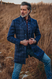 Overcoat in Navy Check