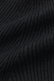 Fine Knit Wool Sweater in Black