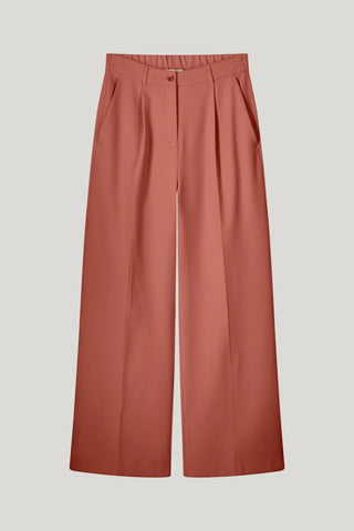 Trousers With Pleated Waistband in Sepia Blush