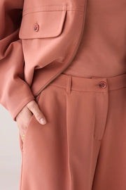 Trousers With Pleated Waistband in Sepia Blush