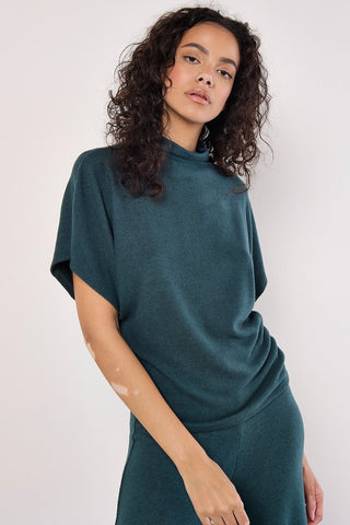 Soft-Touch, High-Necked Top in Green