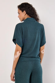 Soft-Touch, High-Necked Top in Green