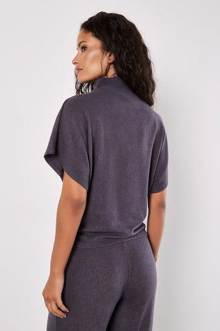 Soft-Touch, High-Necked Top in Charcoal