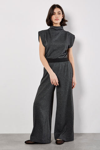 Mock Neck Top and Pant Set in Mini Houndstooth