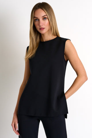 Sleeveless Side-Slit Top in Caviar